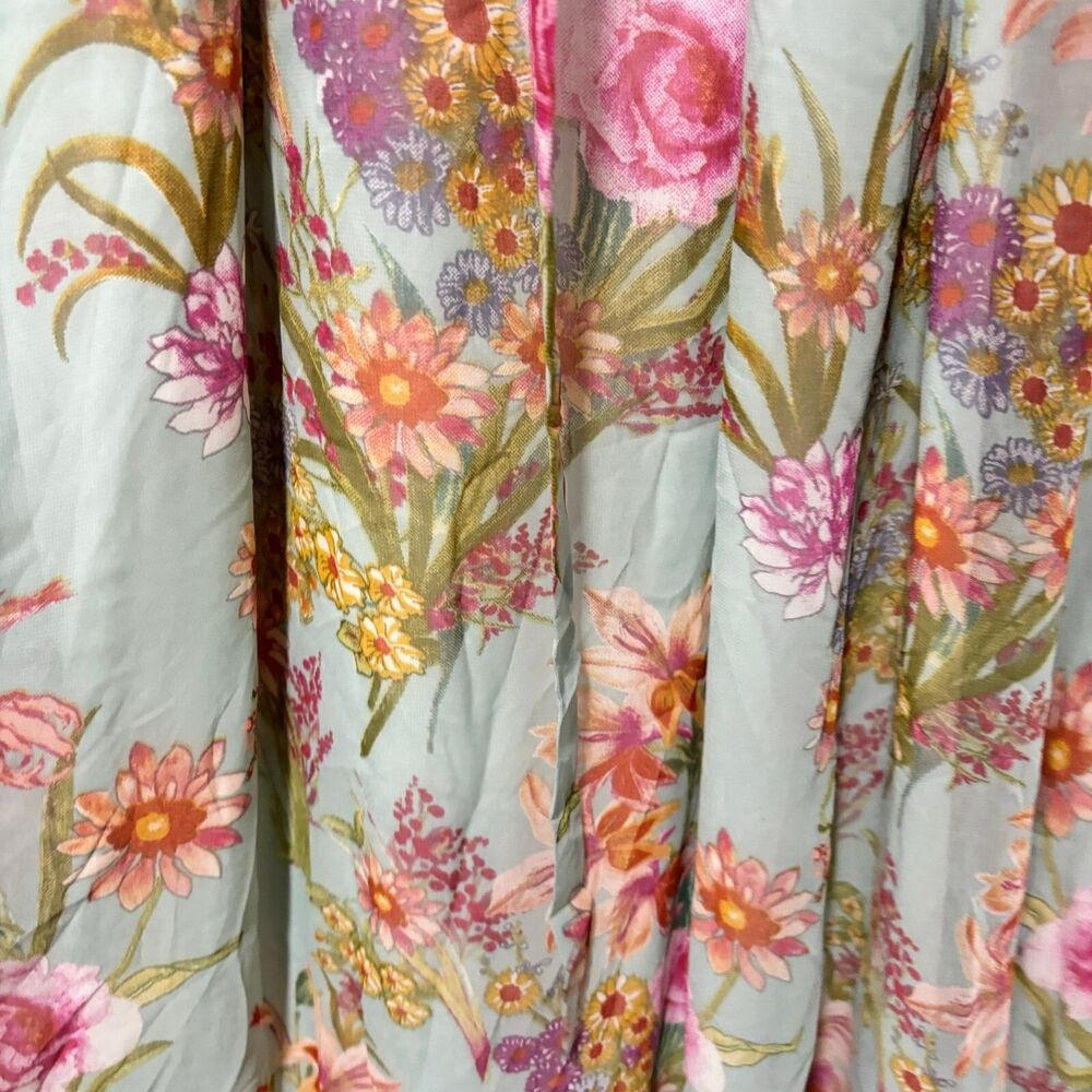 Raga Morning Bloom Floral Long Wrap Dress Large Multicolor Cold Shoulder Lined - Picture 6 of 10